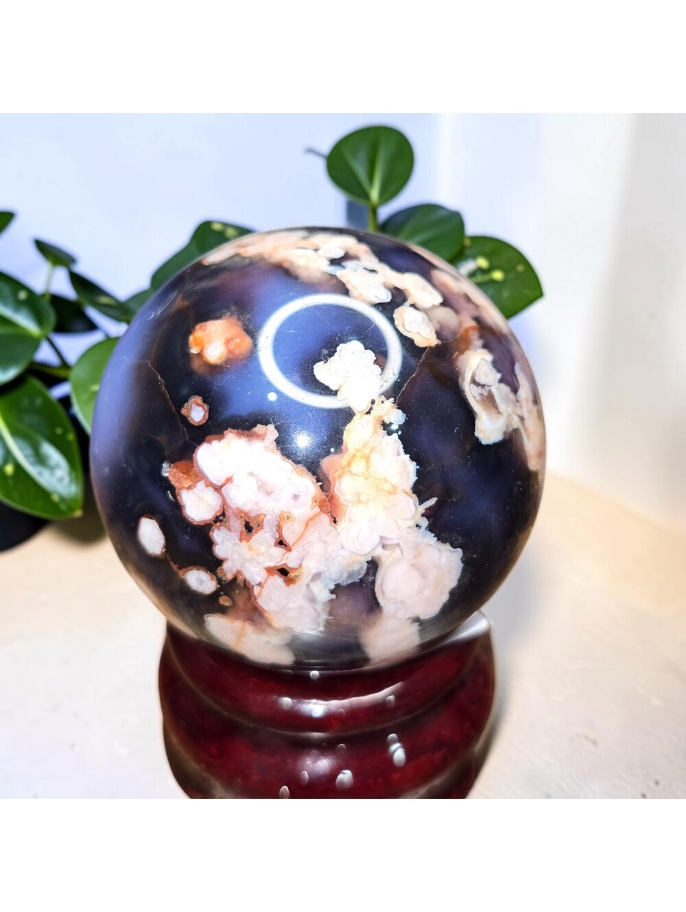 A266. Blue Flower Agate 47mm Natural Crystal Sphere Orb